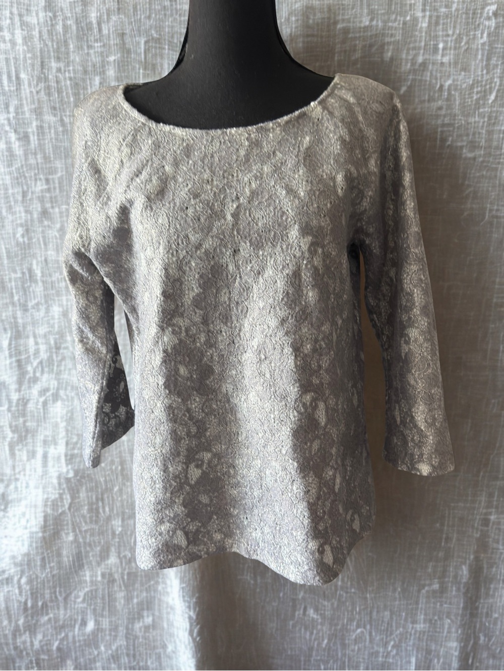 Banana Republic Silver Textured Boatneck Long Sleeve Top